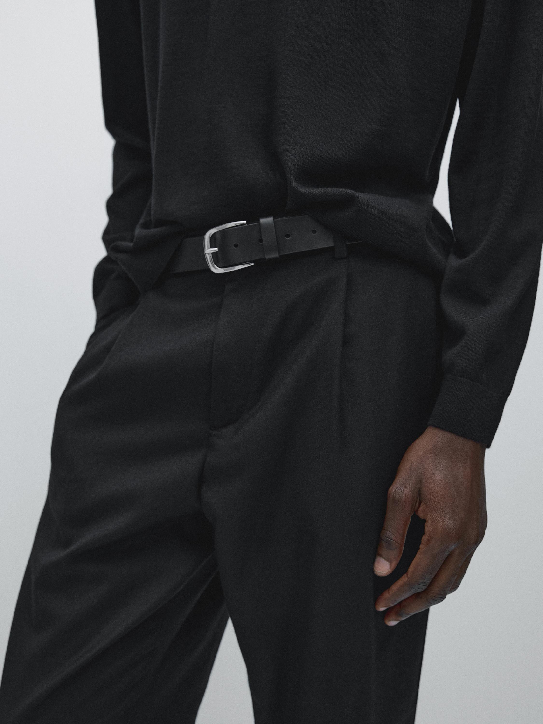 Relaxed fit wool blend darted trousers